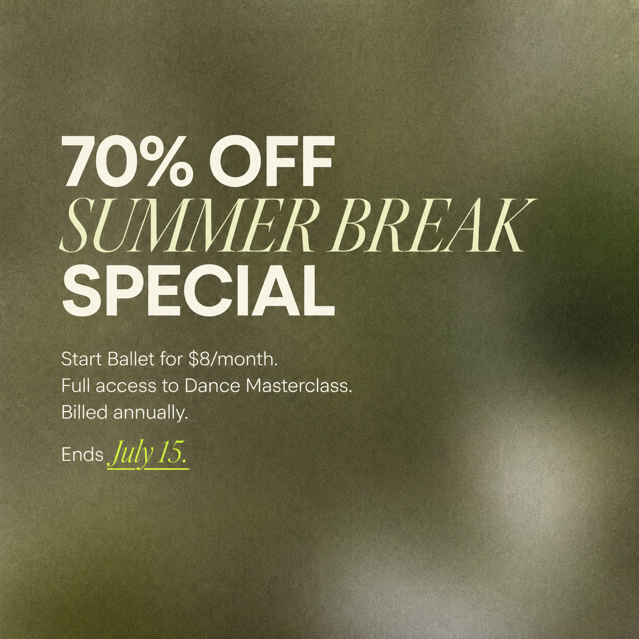 Dance Masterclass Facebook ad