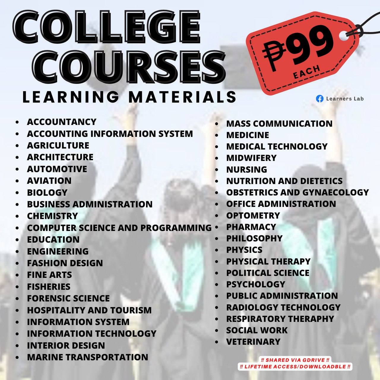 Great Mind Facebook ad: COLLEGE COURSE LEARNING MATERIALS