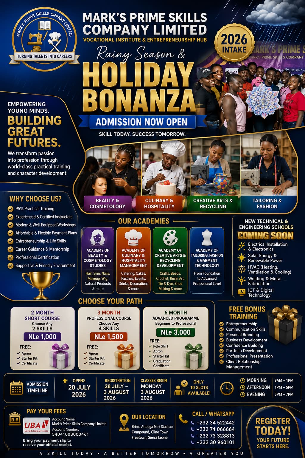 Mark's Prime Skills Company Limited Facebook ad: INVEST IN SKILLS TODAY… ENJOY SUCCESS FOR A…