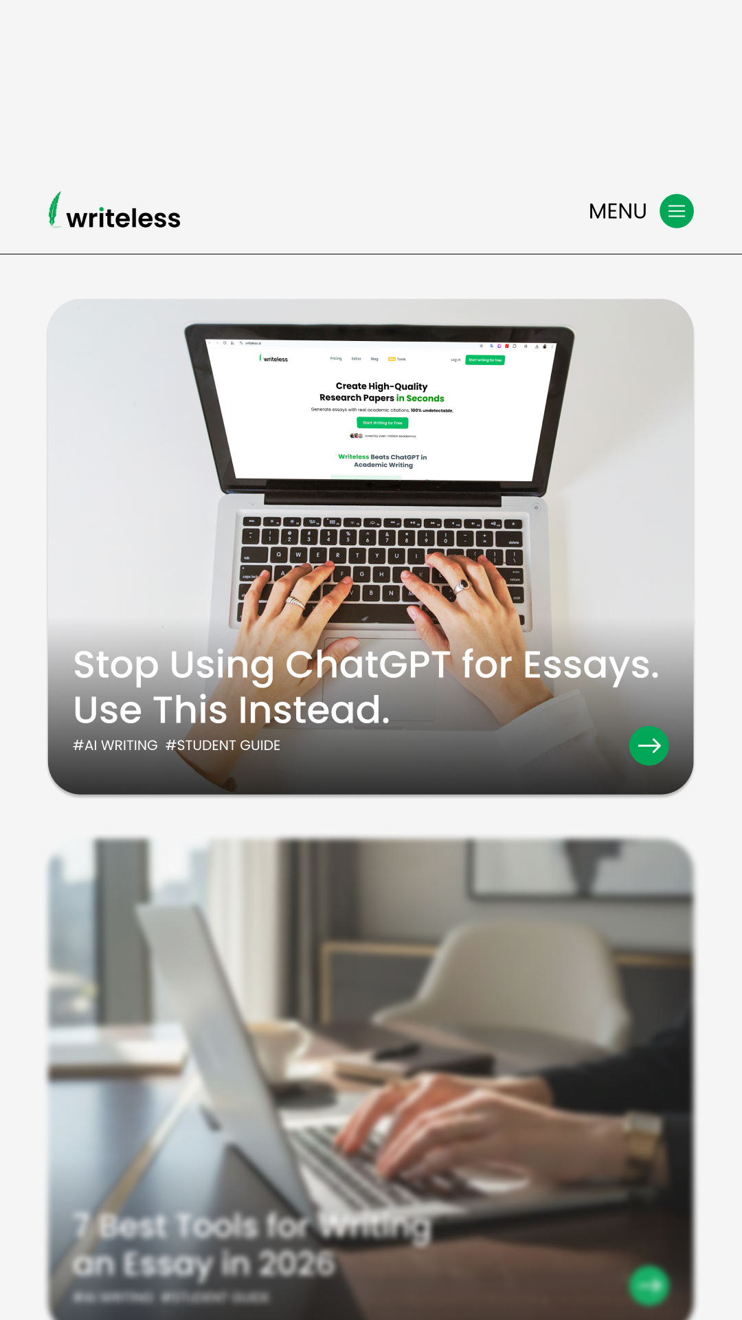 Writeless AI Facebook ad