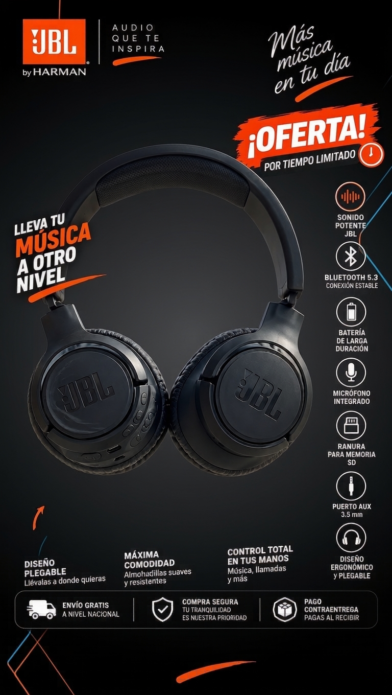Calidad Total Facebook ad: Diademas JBL Bluetooth