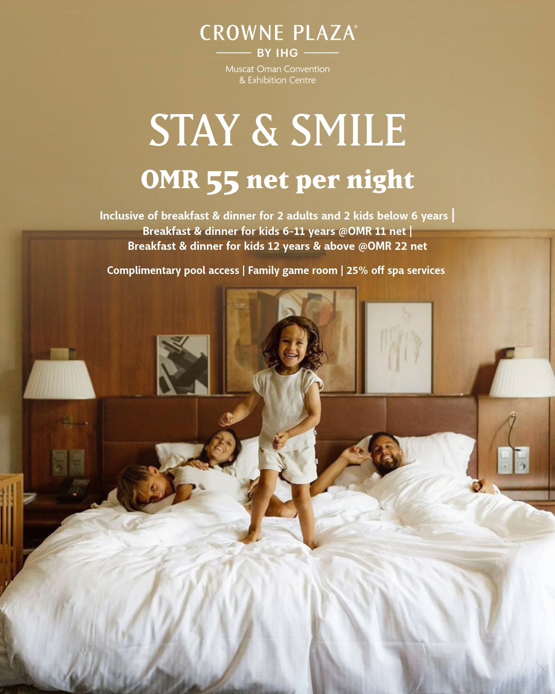 Crowne Plaza Muscat OCEC Facebook ad: Can't travel? Escape for a quick getaway!
