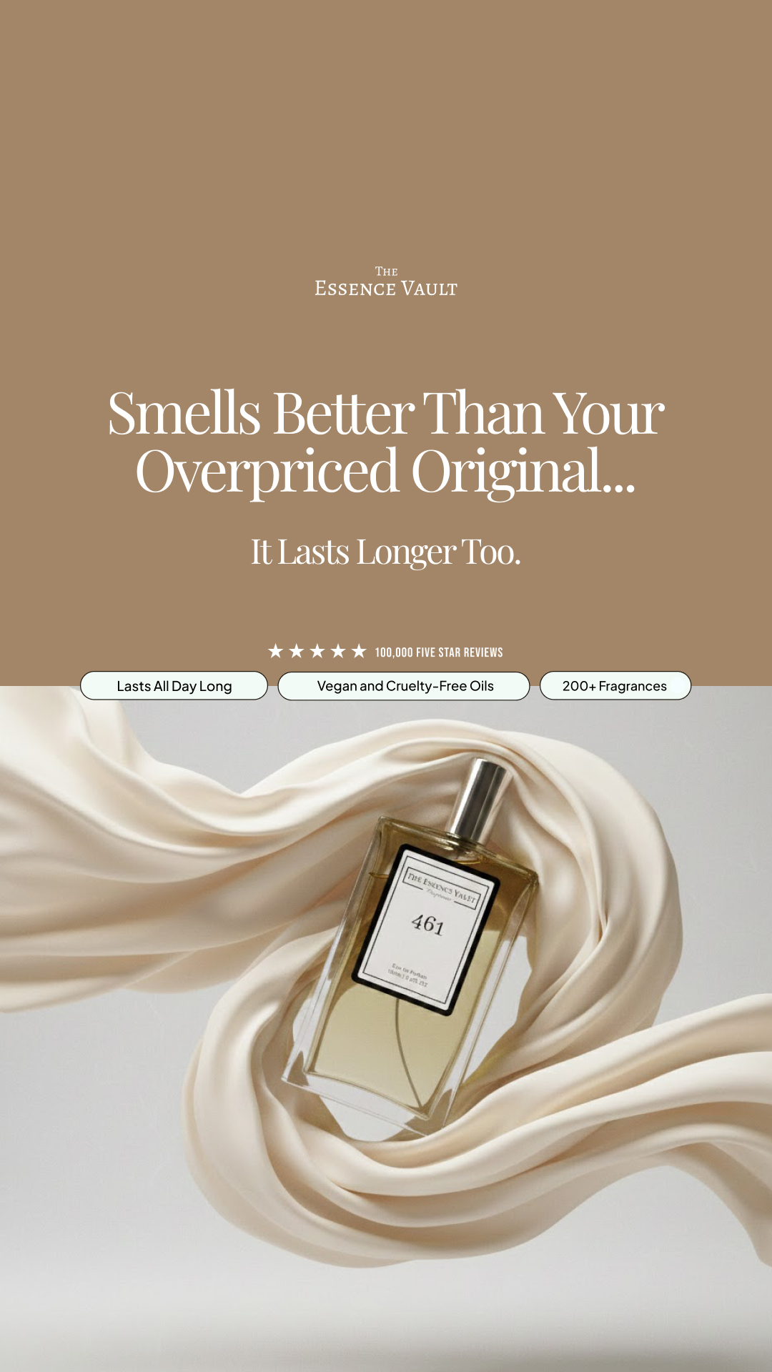 The Essence Vault Facebook ad from Dec 29, 2025