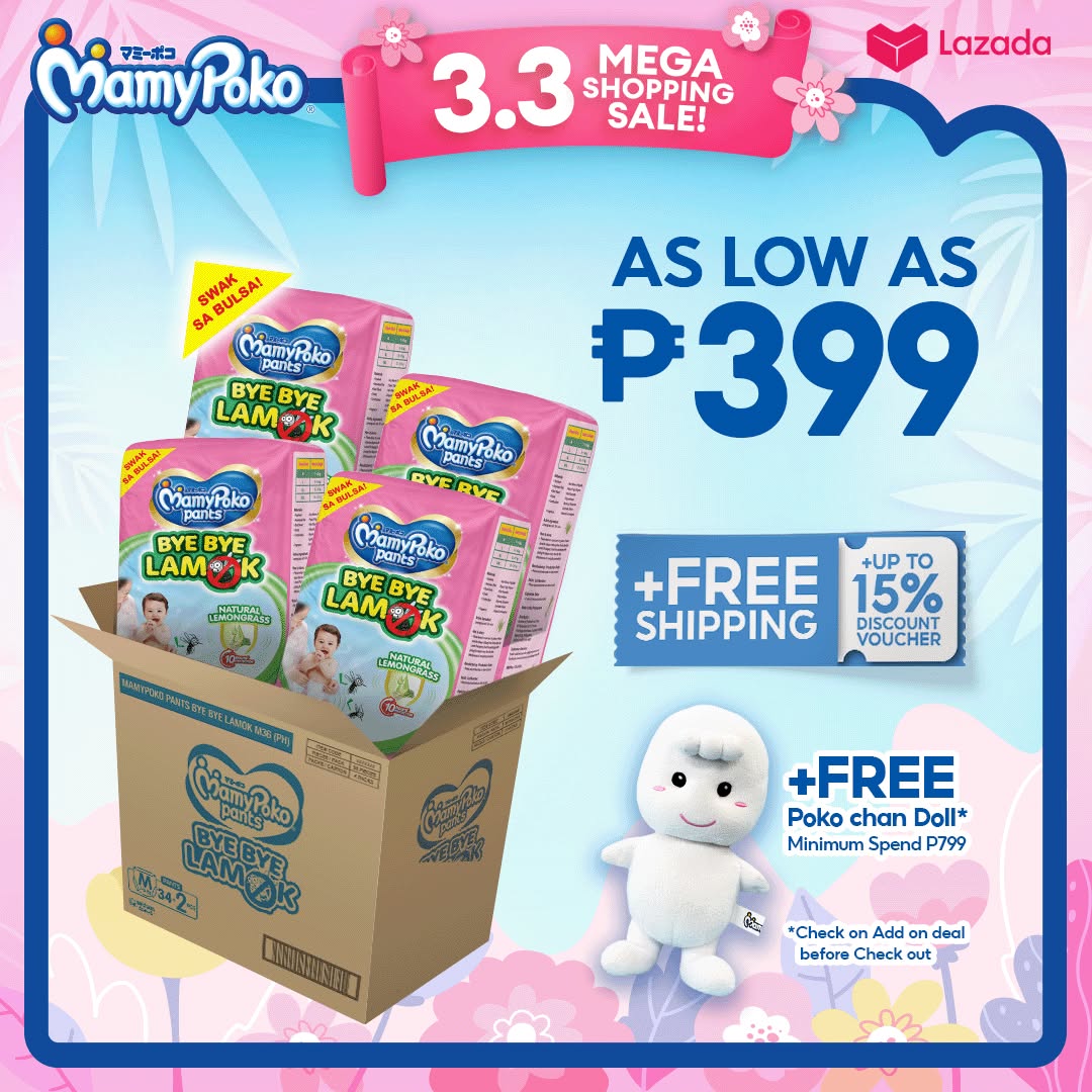 MamyPoko Philippines Facebook ad: LAZADA 3.3 BEST SELLING DIAPER