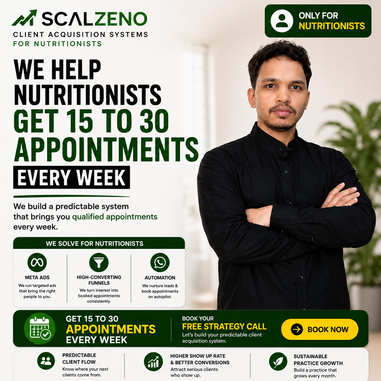 Scalzeno Facebook ad: You Transform Nutrition. We Help You Grow Your Practice.