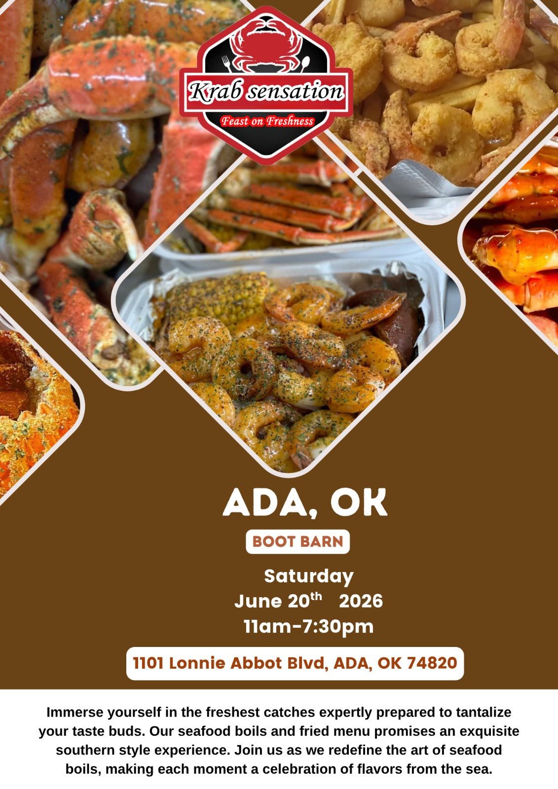 The Krab Sensation & Seafood on the Go. Facebook ad
