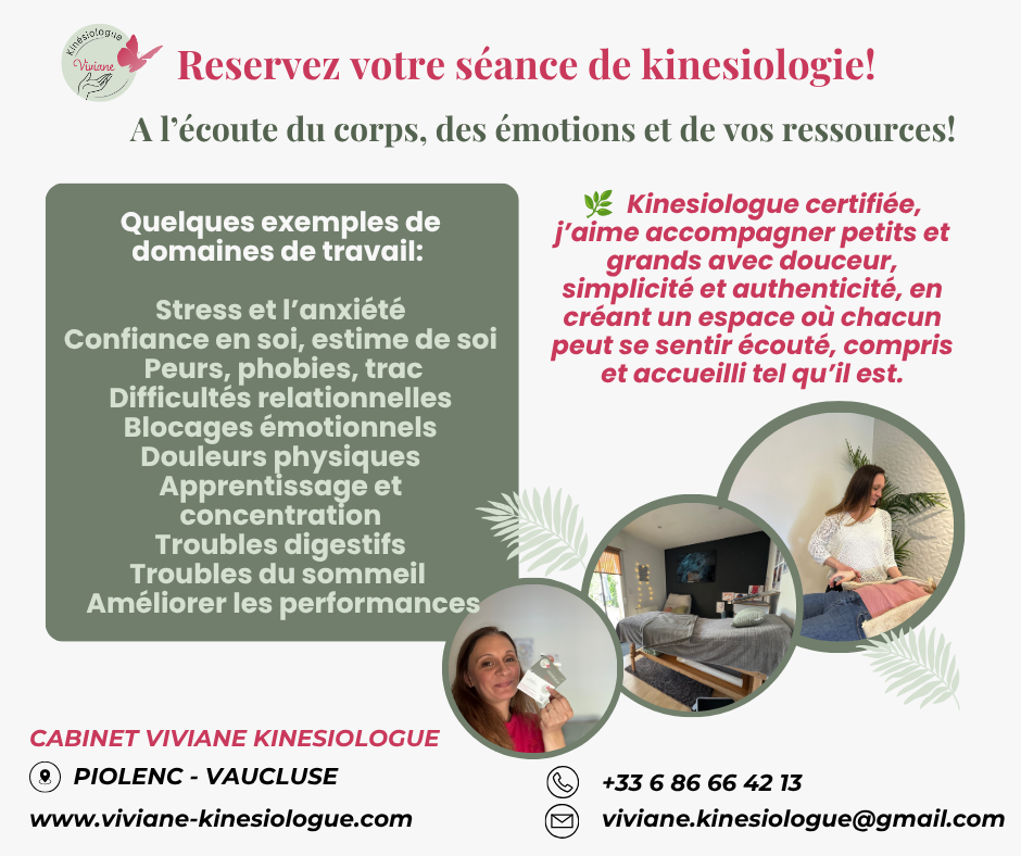 Viviane Kinesiologue Facebook ad: Viviane Kinesiologue Vaucluse Piolenc près de Orange