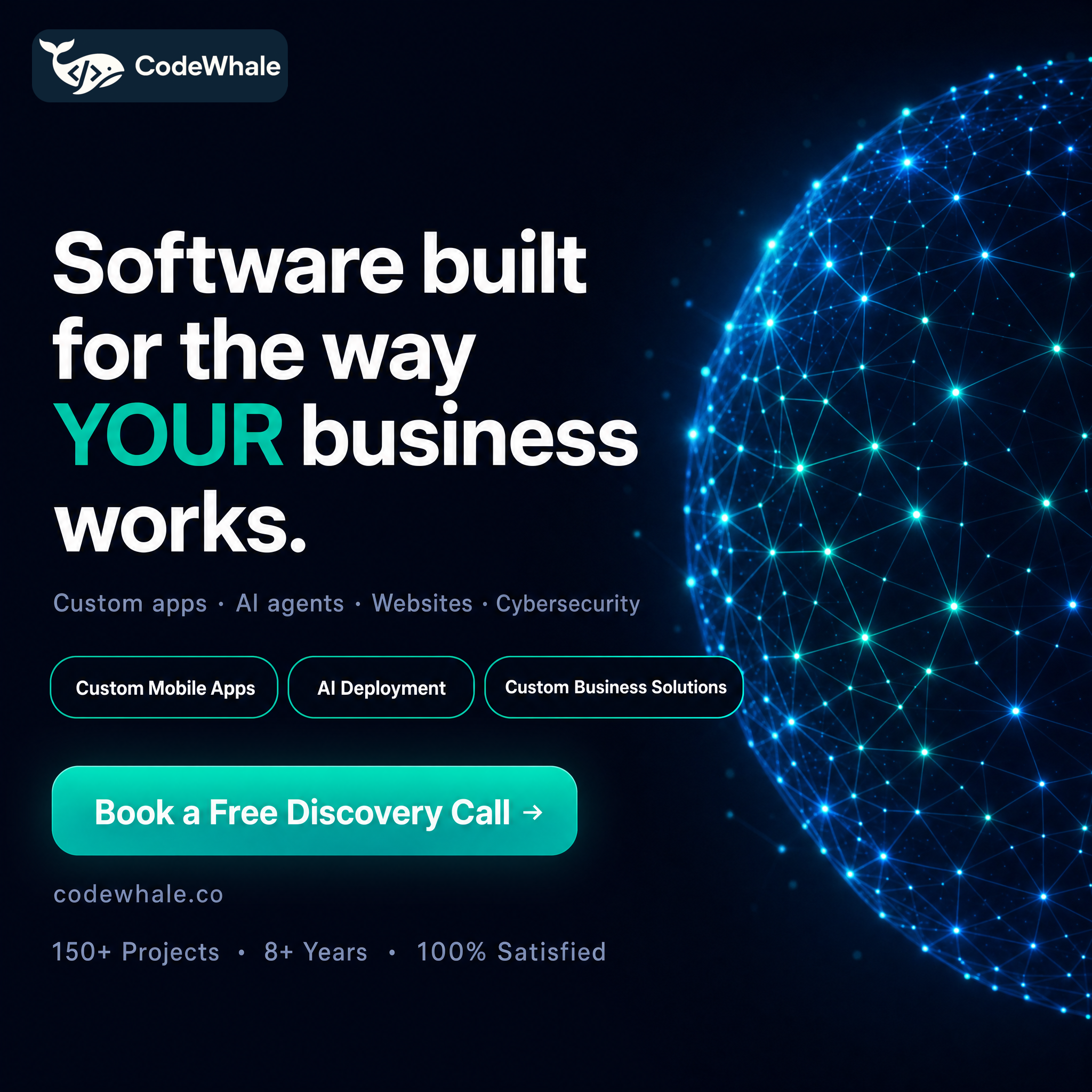 CodeWhale Facebook ad: CodeWhale - Custom Software Solutions
