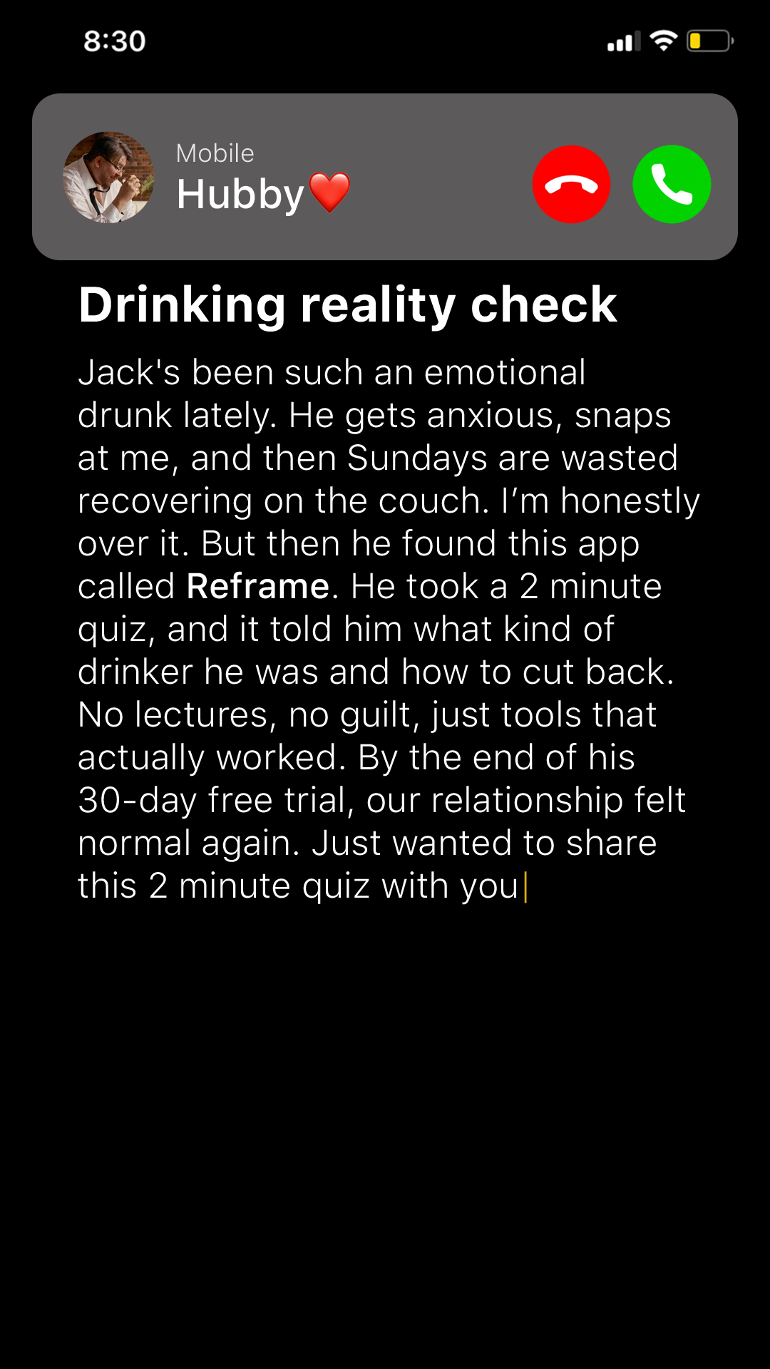 Reframe Facebook ad