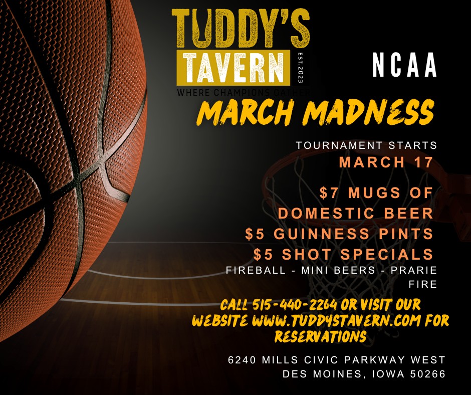 Tuddy's Tavern Facebook ad: MARCH MADNESS LIVES AT TUDDY’S TAVERN!