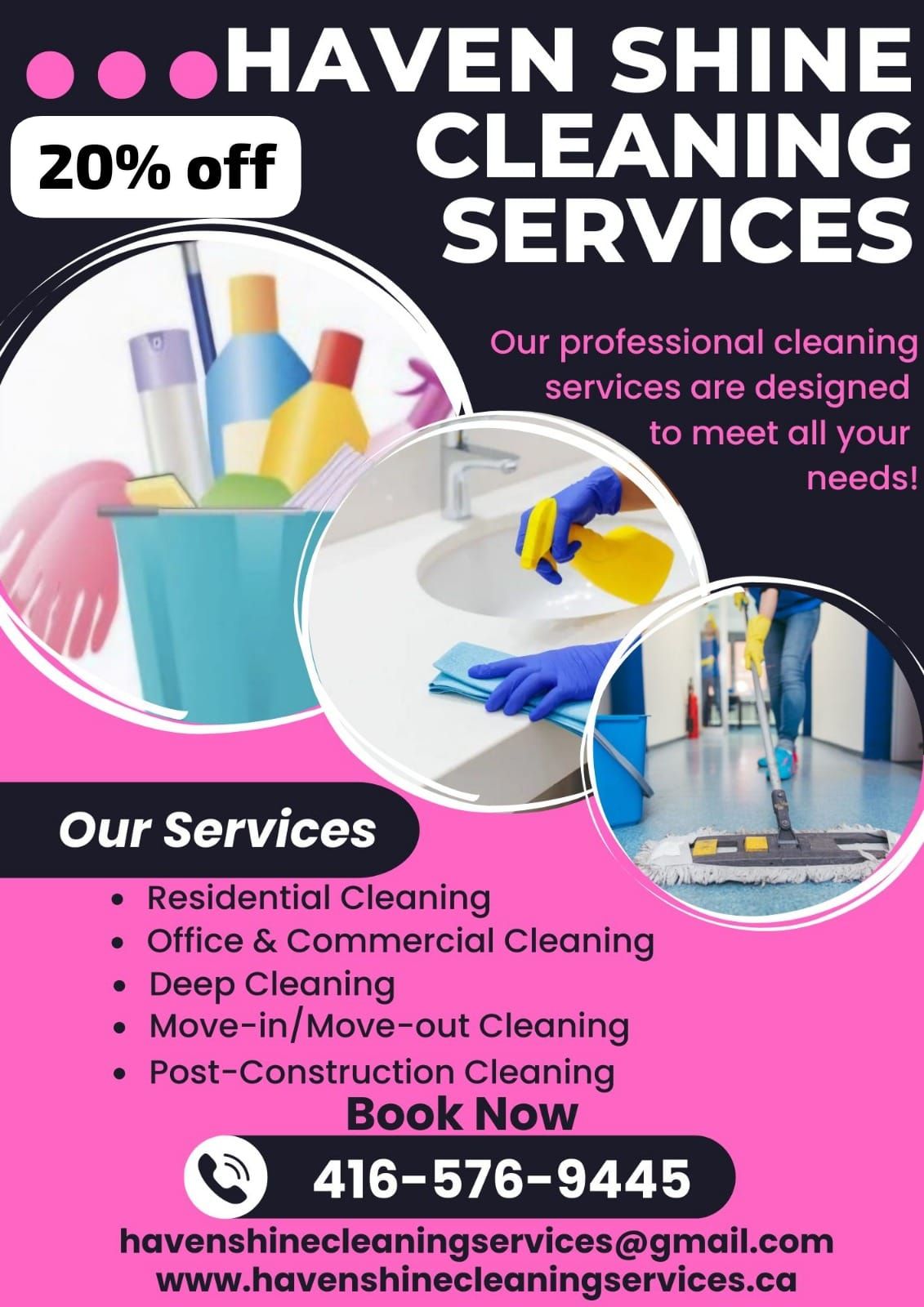Haven shine cleaning services Facebook ad: Haven Shine Cleaning Services offers residential, office…