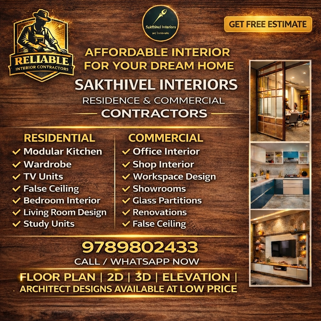 Sakthivel Interiors Facebook ad from Mar 11, 2026