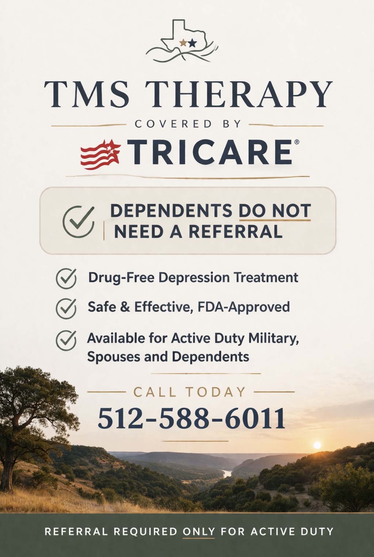 Texas Hill Country TMS Facebook ad: Struggling with depression, PTSD or anxiety?