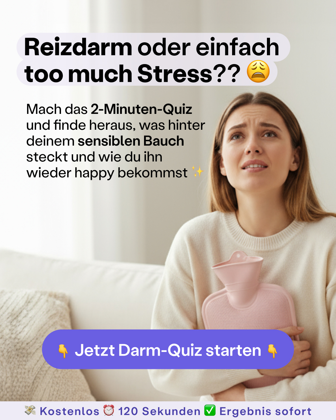 Fairment Facebook ad: Dein Test gegen Bauchprobleme