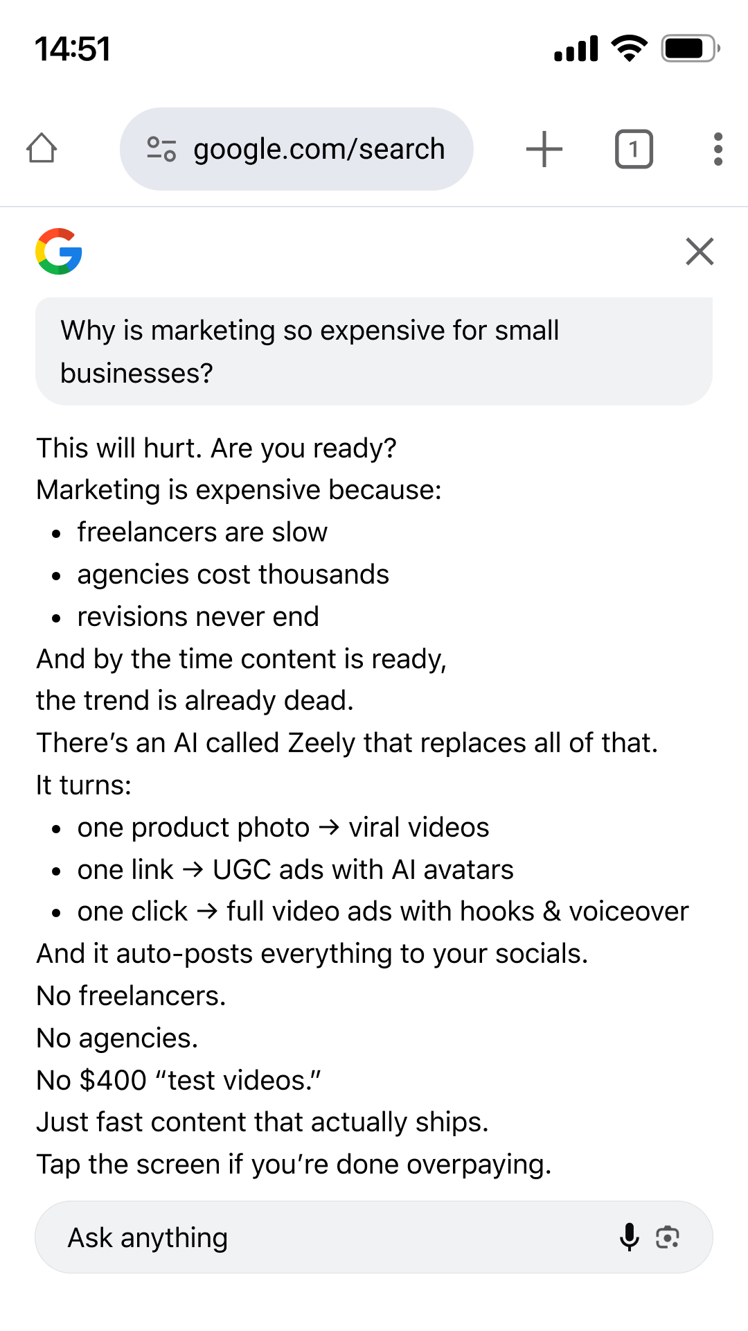 Zeely Facebook ad
