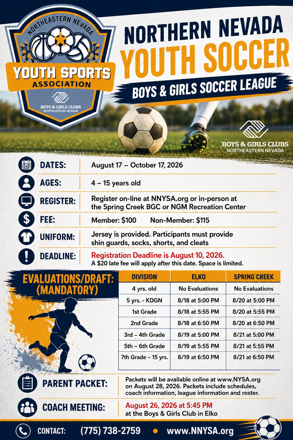 Northeastern Nevada Youth Sports Association Facebook ad: Northern Nevada Youth Soccer Association