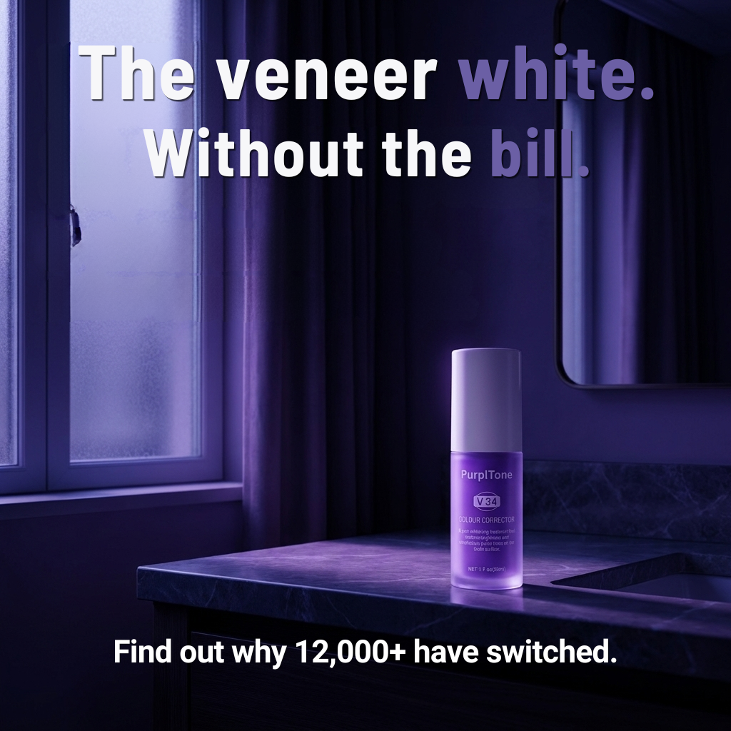 PurplTone Facebook ad: The Veneer Look. Without The Veneer Bill.