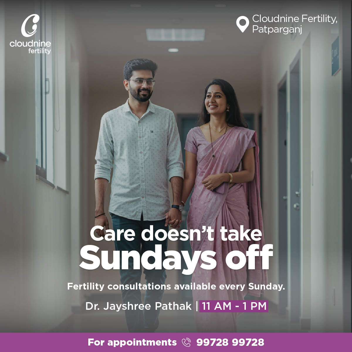 Cloudnine Fertility & IVF Center - Patparganj, East Delhi Facebook ad: We’re Open on Sundays