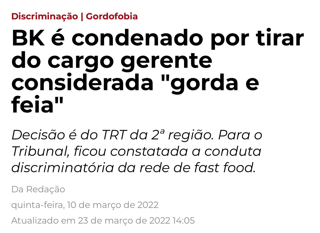 naogordofobia Facebook ad: Segue um trecho da matéria: Uma trabalhadora do…