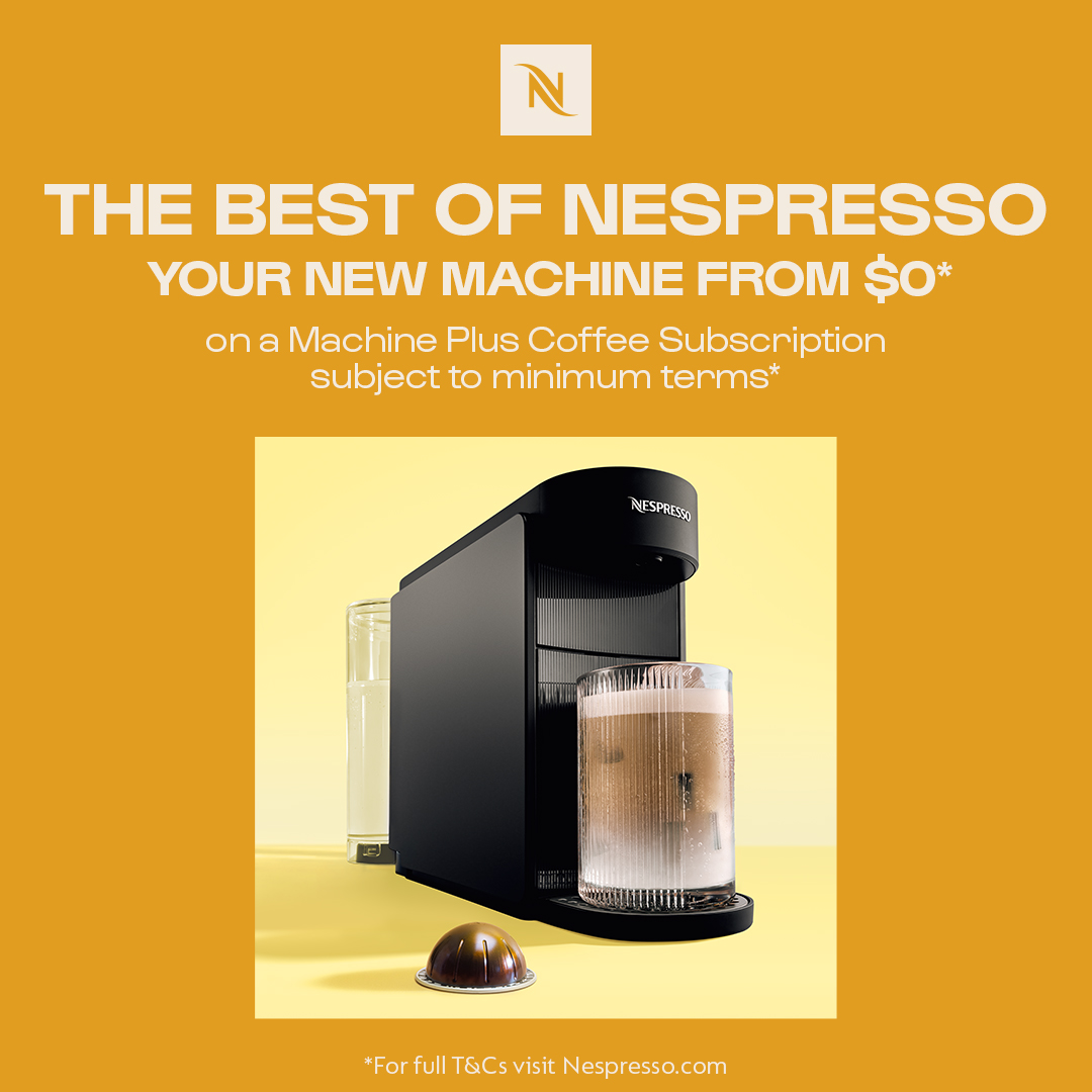 Nespresso Facebook ad: Machines from $0 select plans*