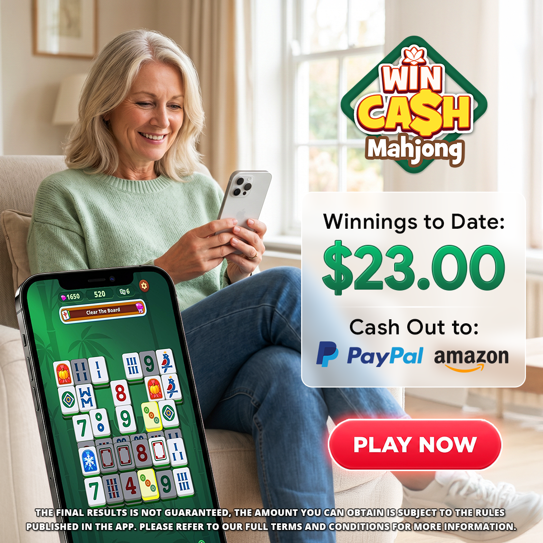 Win Cash Mahjong Facebook ad