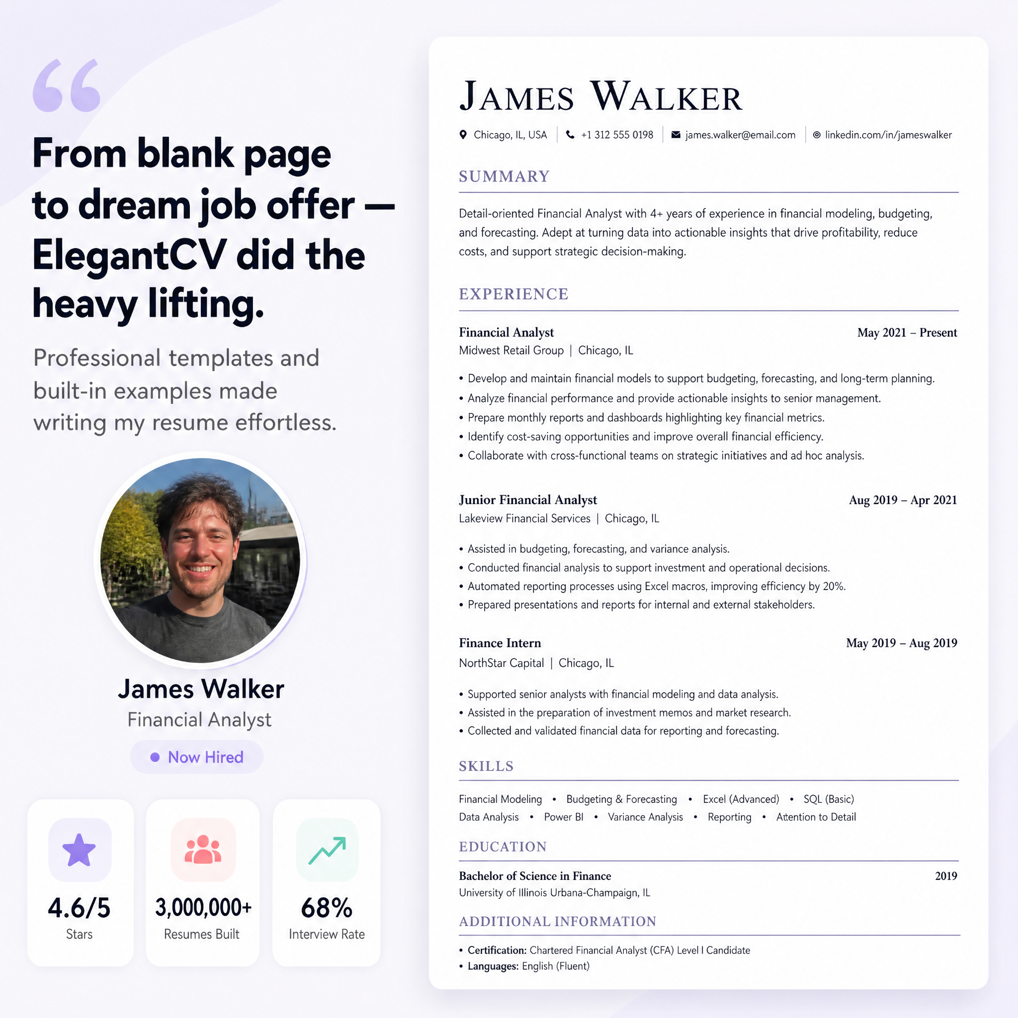 Elegant CV Facebook ad