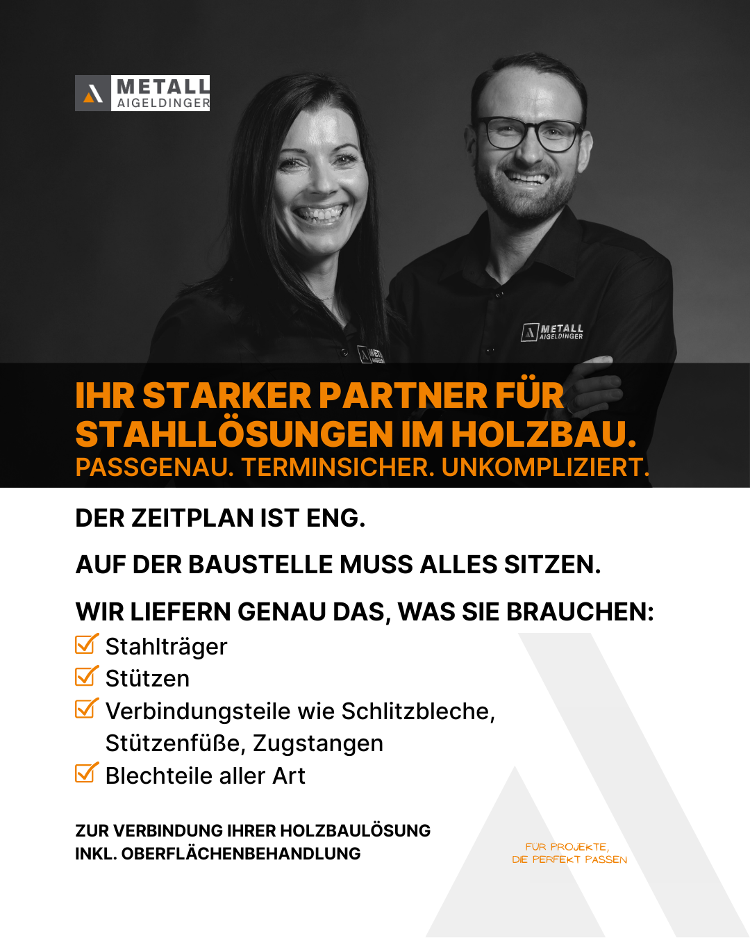 Metall Aigeldinger GmbH Facebook ad: Sie überlassen uns Ihre Pläne