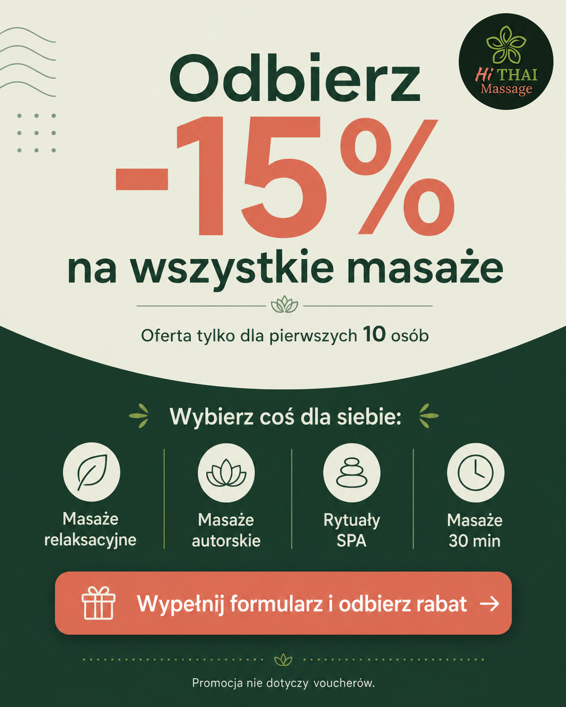 Hi THAI Massage Skierniewice Facebook ad: Zostało tylko: 5 miejsc!