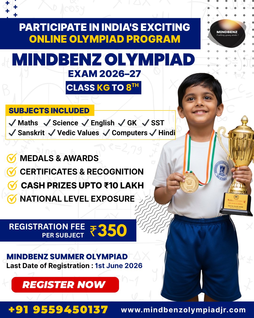 Mindbenz Olympiads Facebook ad: Give your child the opportunity to compete at…