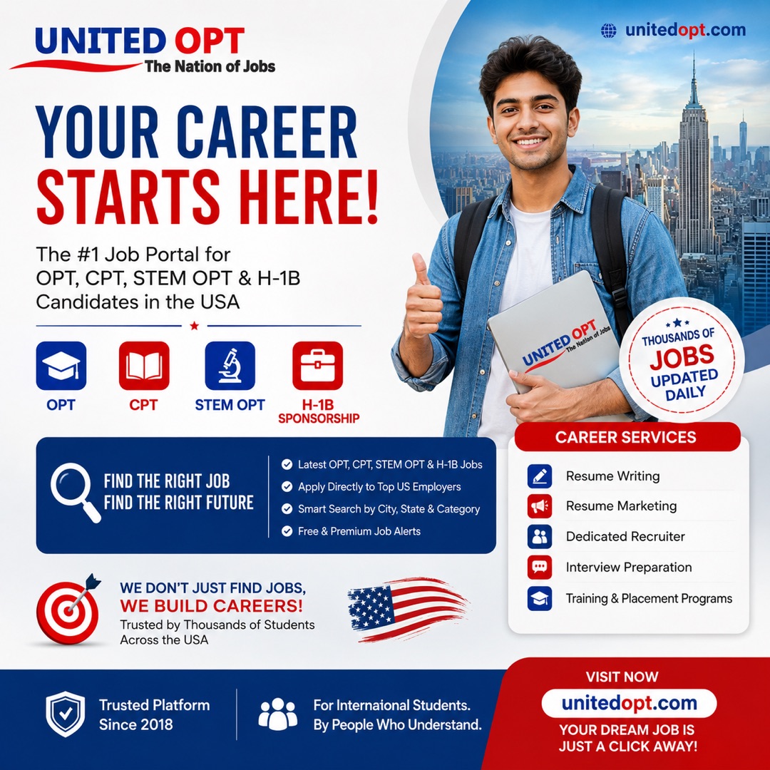United OPT Facebook ad: Find OPT Jobs in the USA Today WhatsApp Us to Get Started