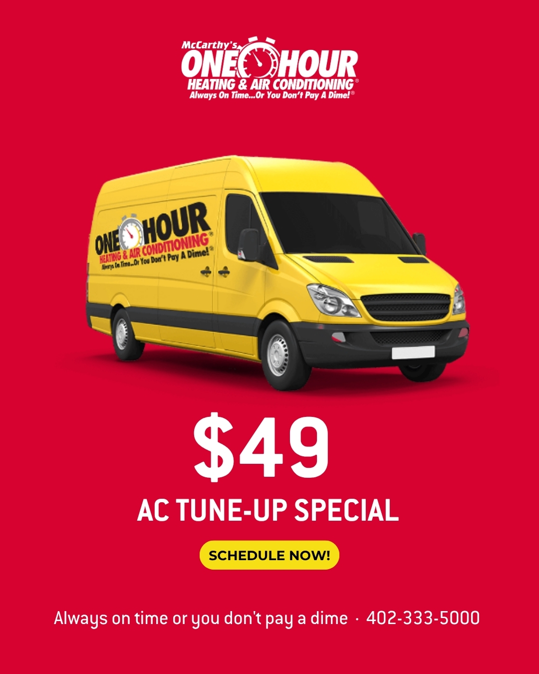 McCarthy's One Hour Heating & Air Conditioning Facebook ad from Jun 8, 2026