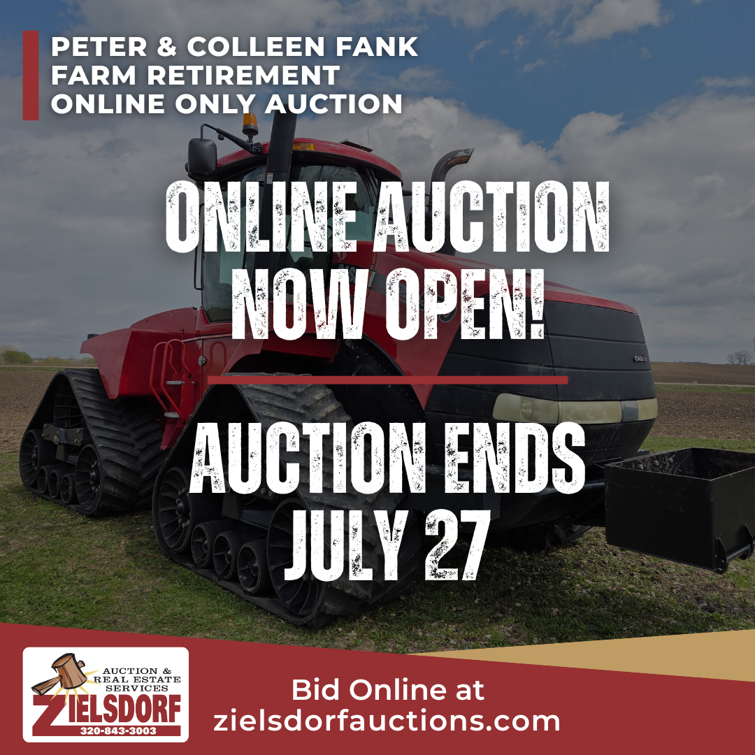 Zielsdorf Auction and Real Estate Facebook ad: The Peter & Colleen Fank Farm Retirement Online…