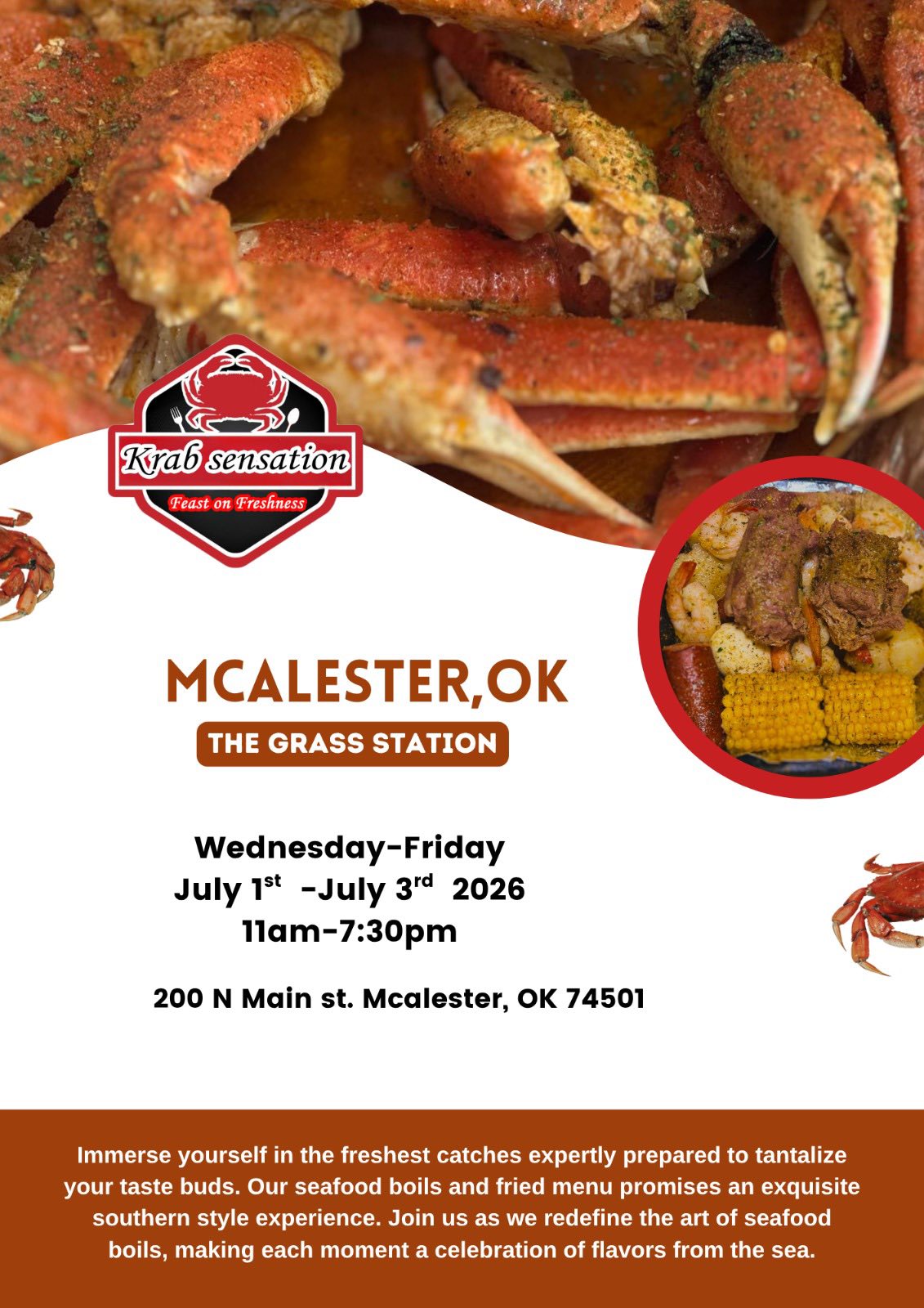 The Krab Sensation & Seafood on the Go. Facebook ad