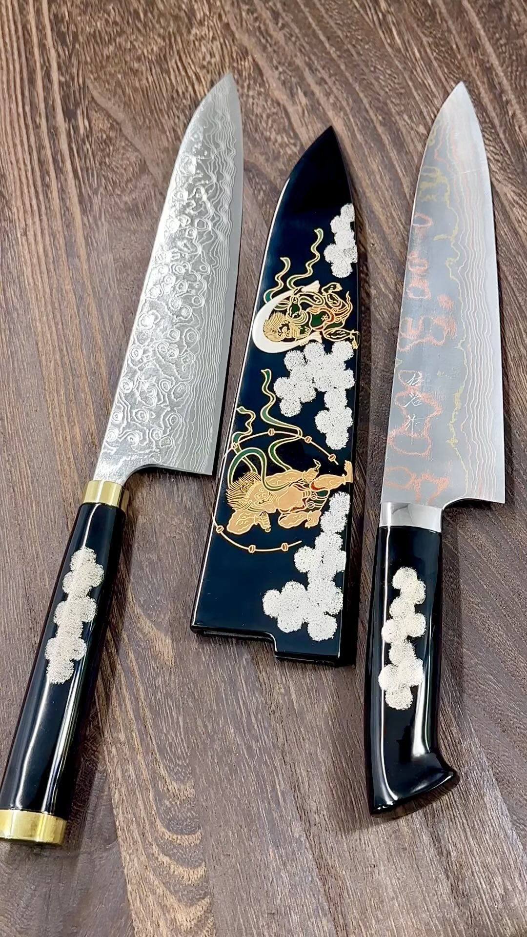 Hocho-Knife Facebook ad: Takeshi Saji FUJIN-RAIJIN Makie-Art Damascus Chef Knives…