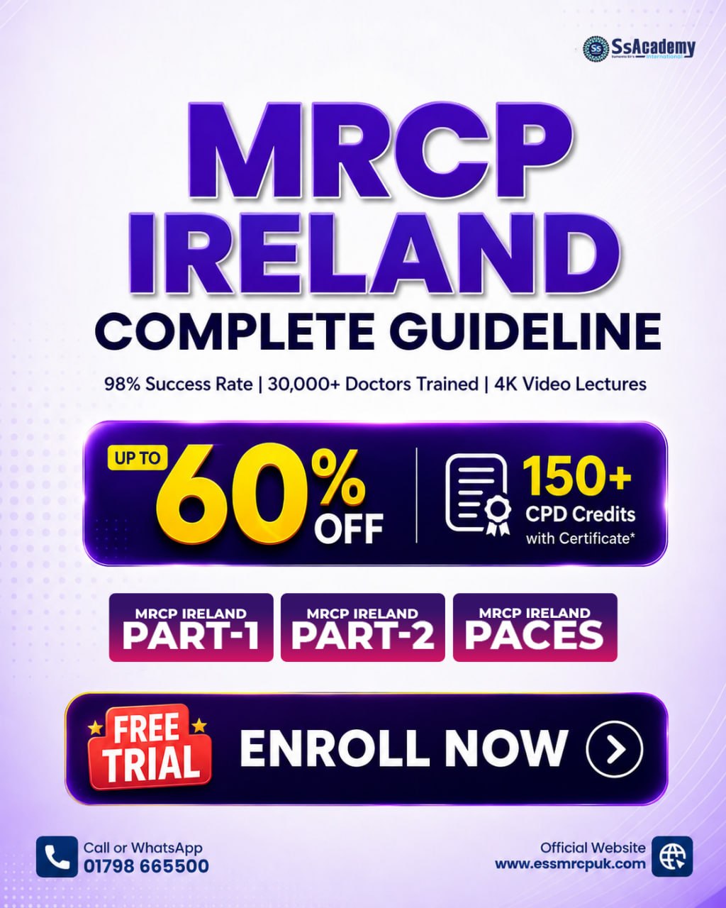 SsAcademy International Facebook ad: MRCP Ireland Online Course - Get Free Sample Lectures