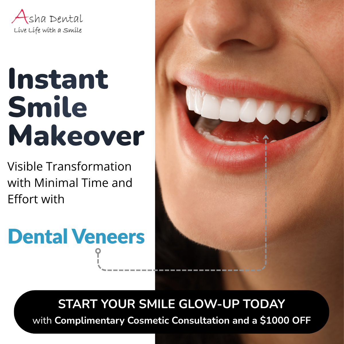 Asha Dental Facebook ad: A Smile Worth Investing In!