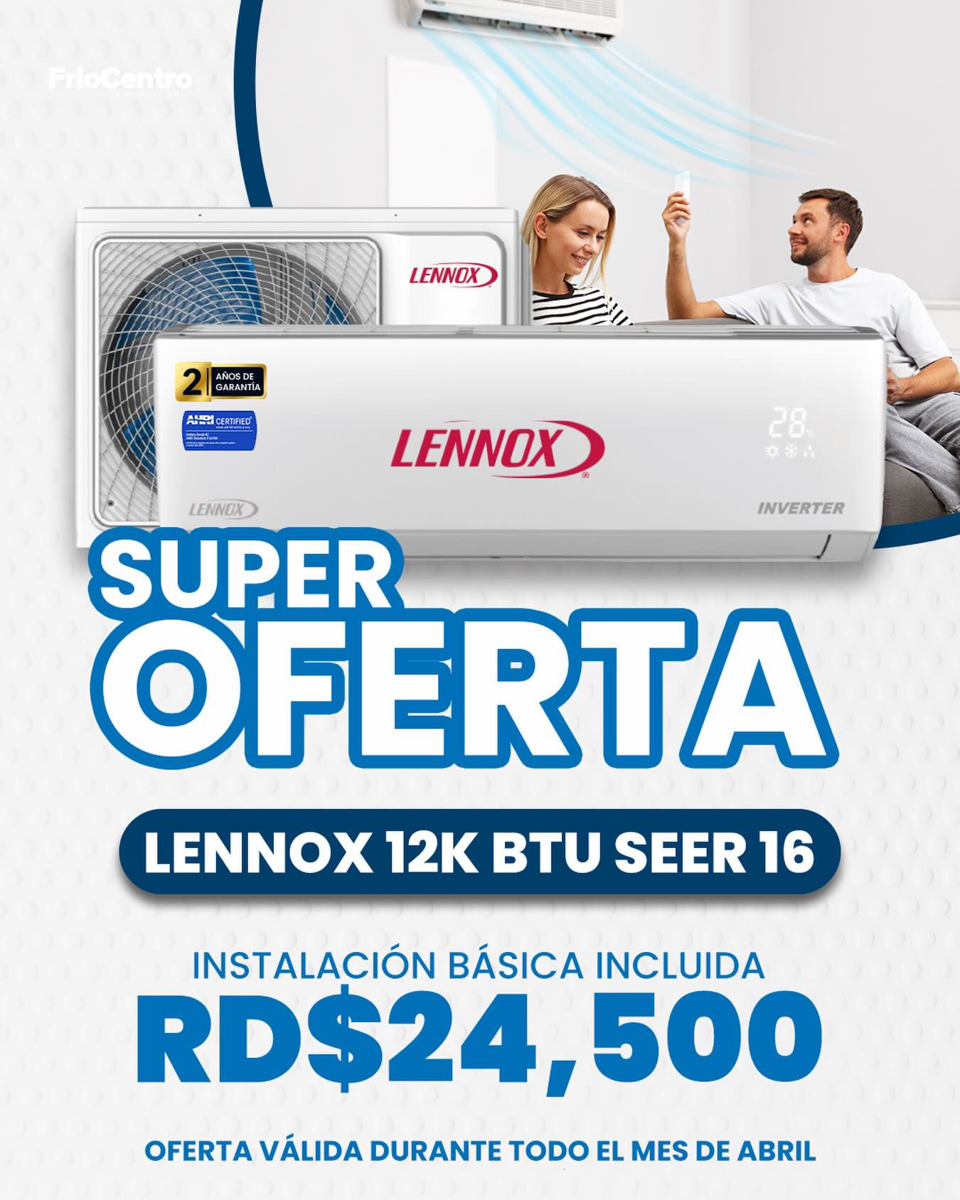 friocentro.rd Facebook ad: El calor afuera… pero el confort lo resuelves…