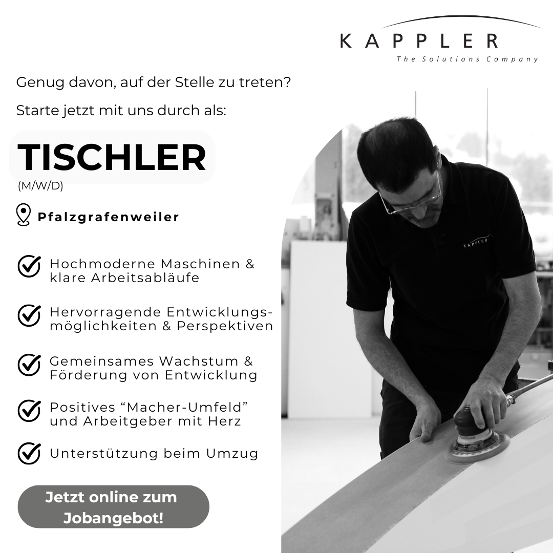 KAPPLER Facebook ad: Tischler für Schrankmontage & Möbelmontage (m/w/d) gesucht!