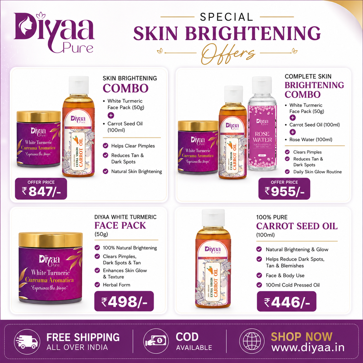 Diyaa Pure Facebook ad: Diyaa Pure Skin Brightening Combo