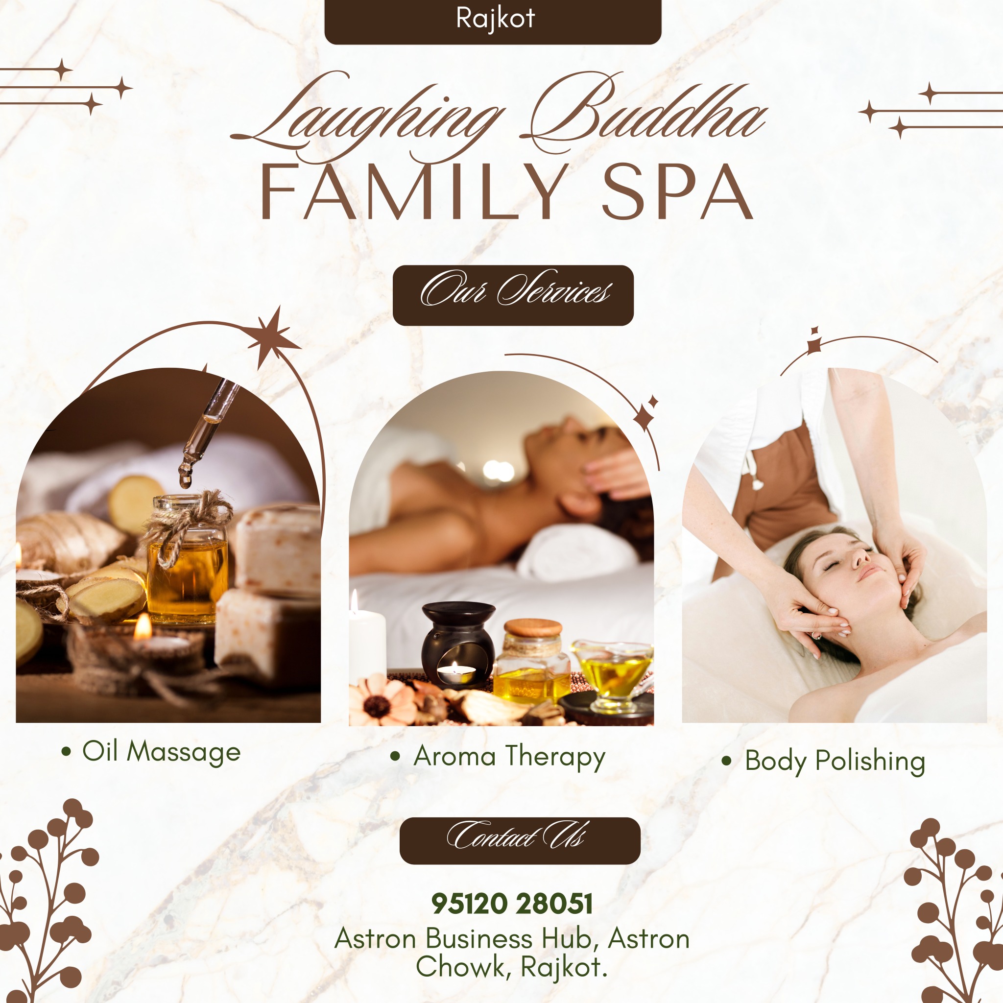 Laughing Buddha Family Spa Facebook ad from Dec 1, 2025