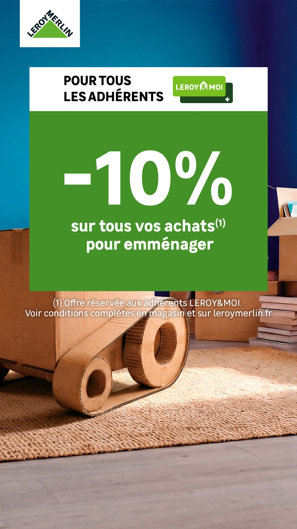 LEROY MERLIN Facebook ad: -10% sur tous vos achats pour emménager