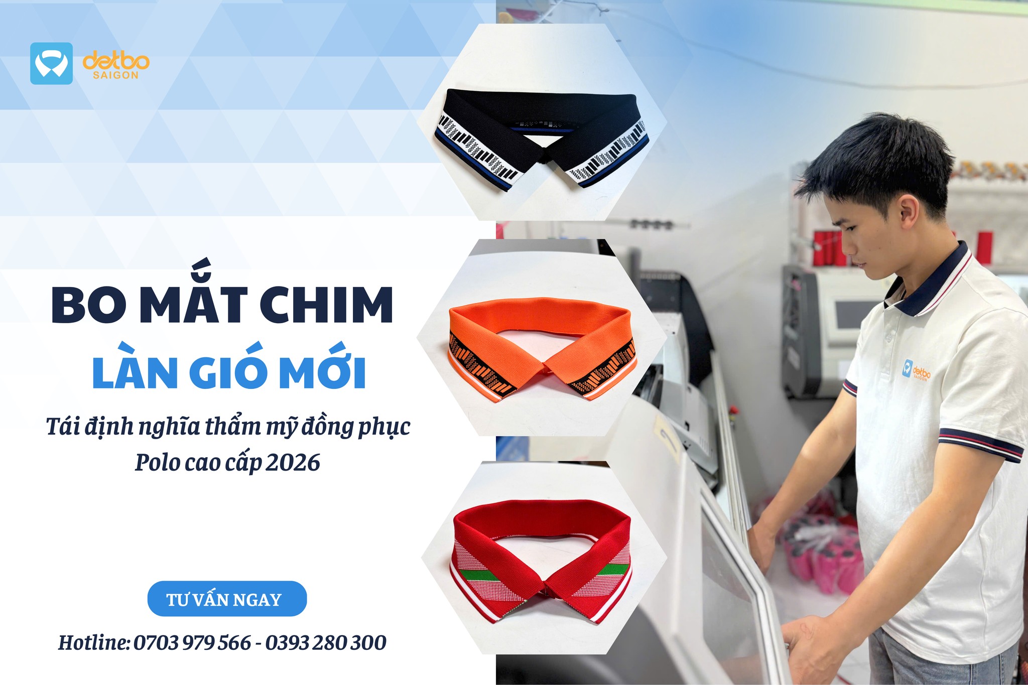 Dệt Bo Sài Gòn Facebook ad: BO MẮT CHIM, XU HƯỚNG BO CỔ POLO…