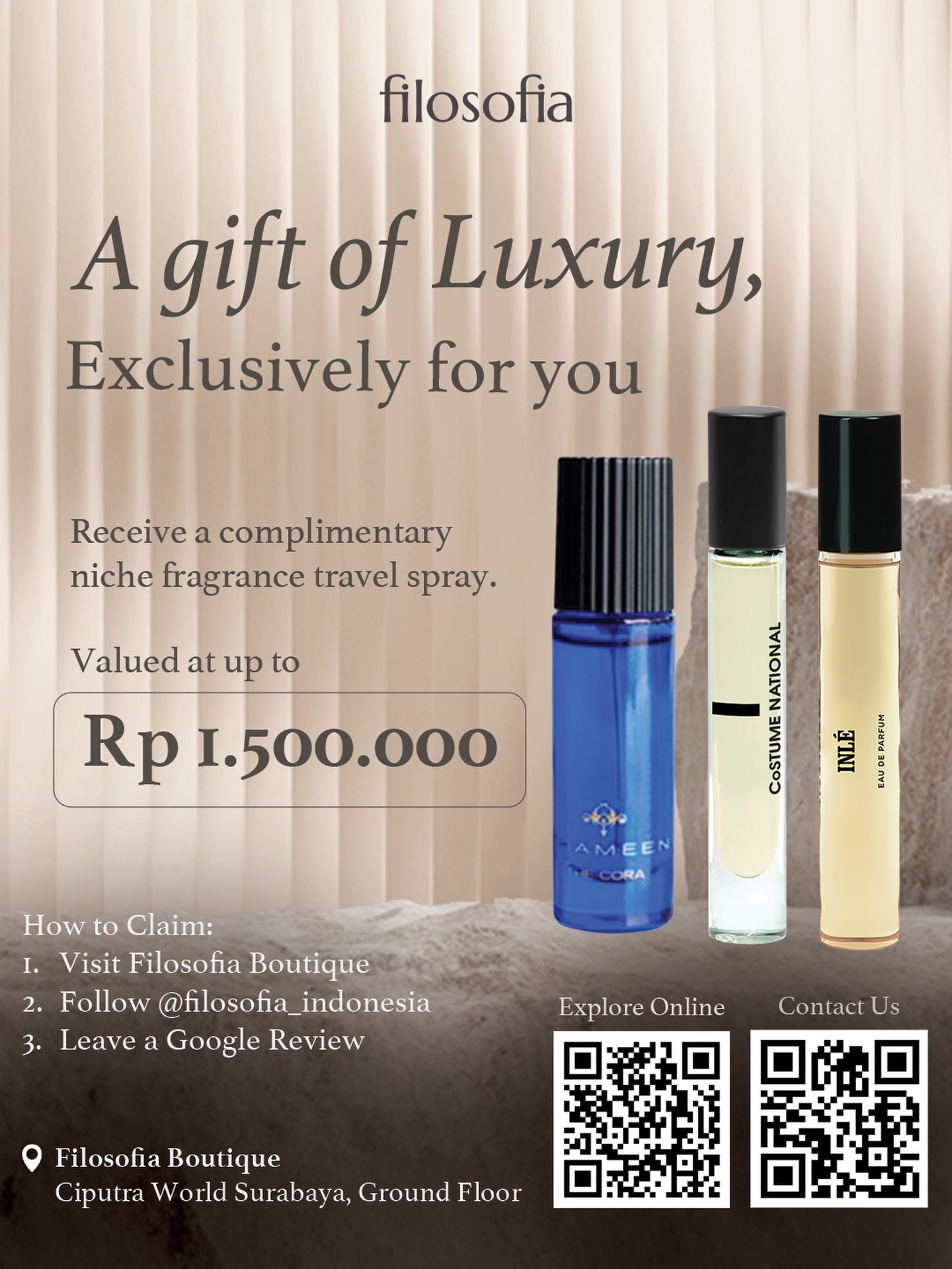 Filosofia Facebook ad: Not every scent needs a big decision.