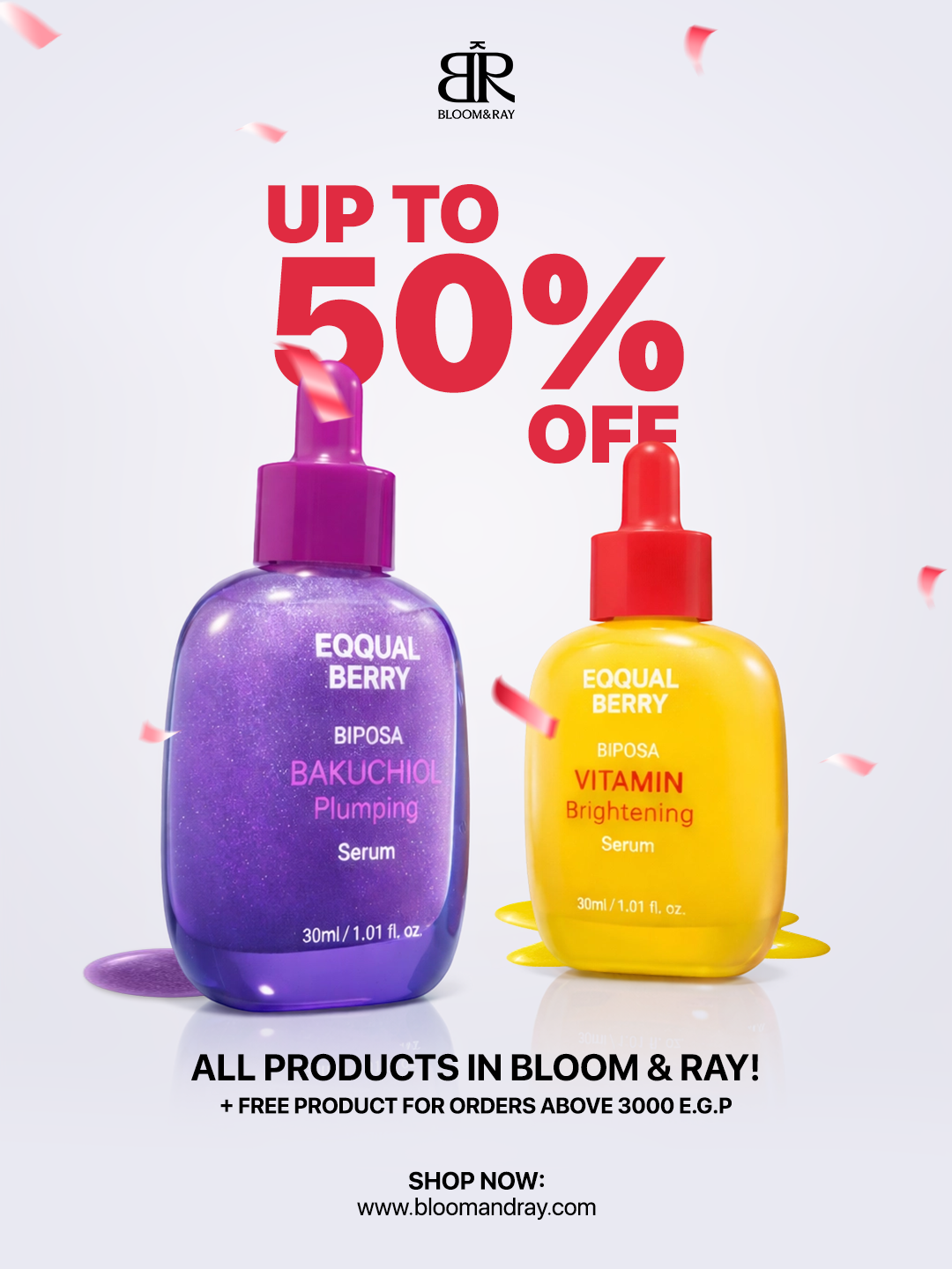Bloom and Ray Facebook ad: خصومات لحد 50% على كل المنتجات الكورية الأصلية