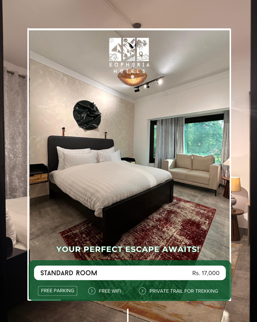 Euphoria Hotels Facebook ad: At Euphoria Hotels, your next adventure starts right…