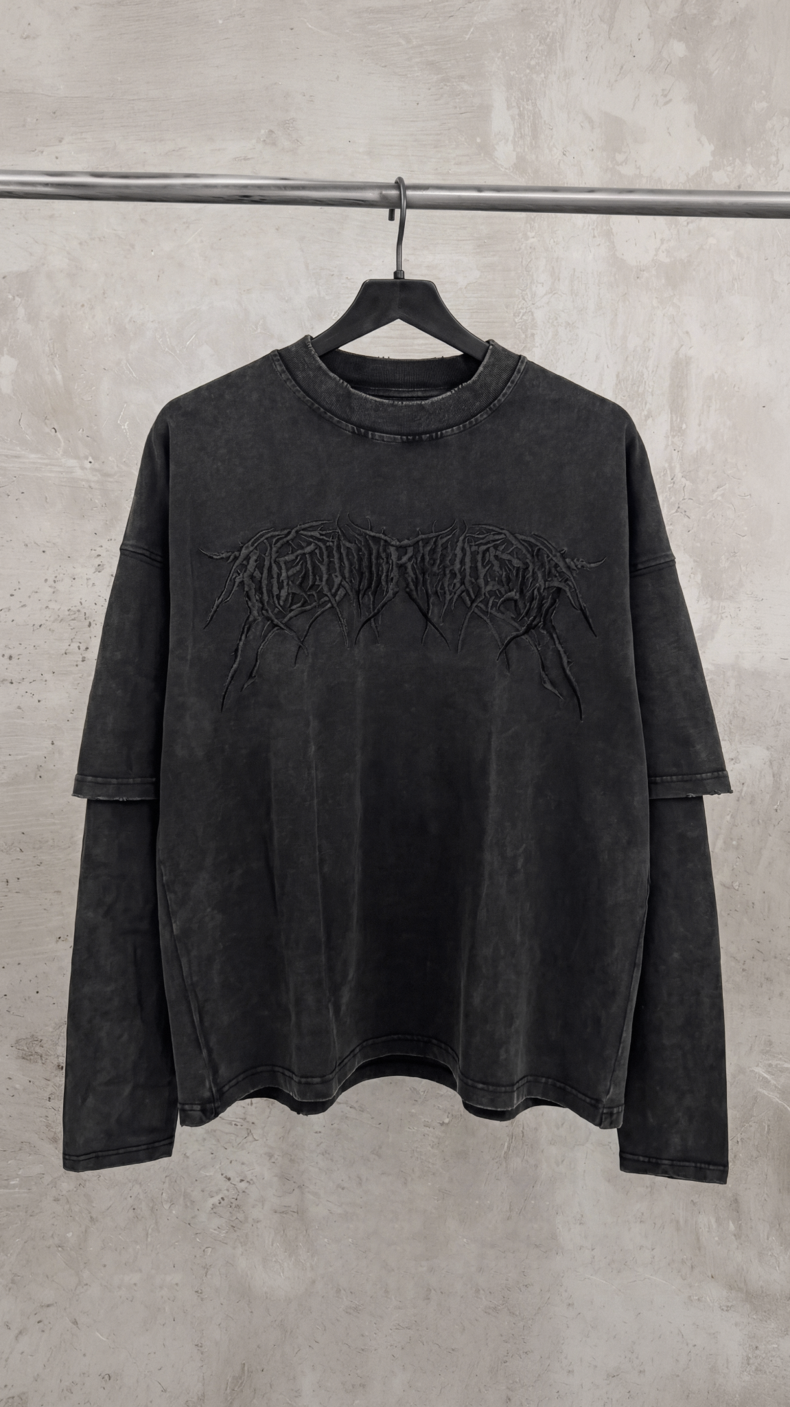 Nuance Studios Facebook ad: Embroidered Death Metal Longsleeve