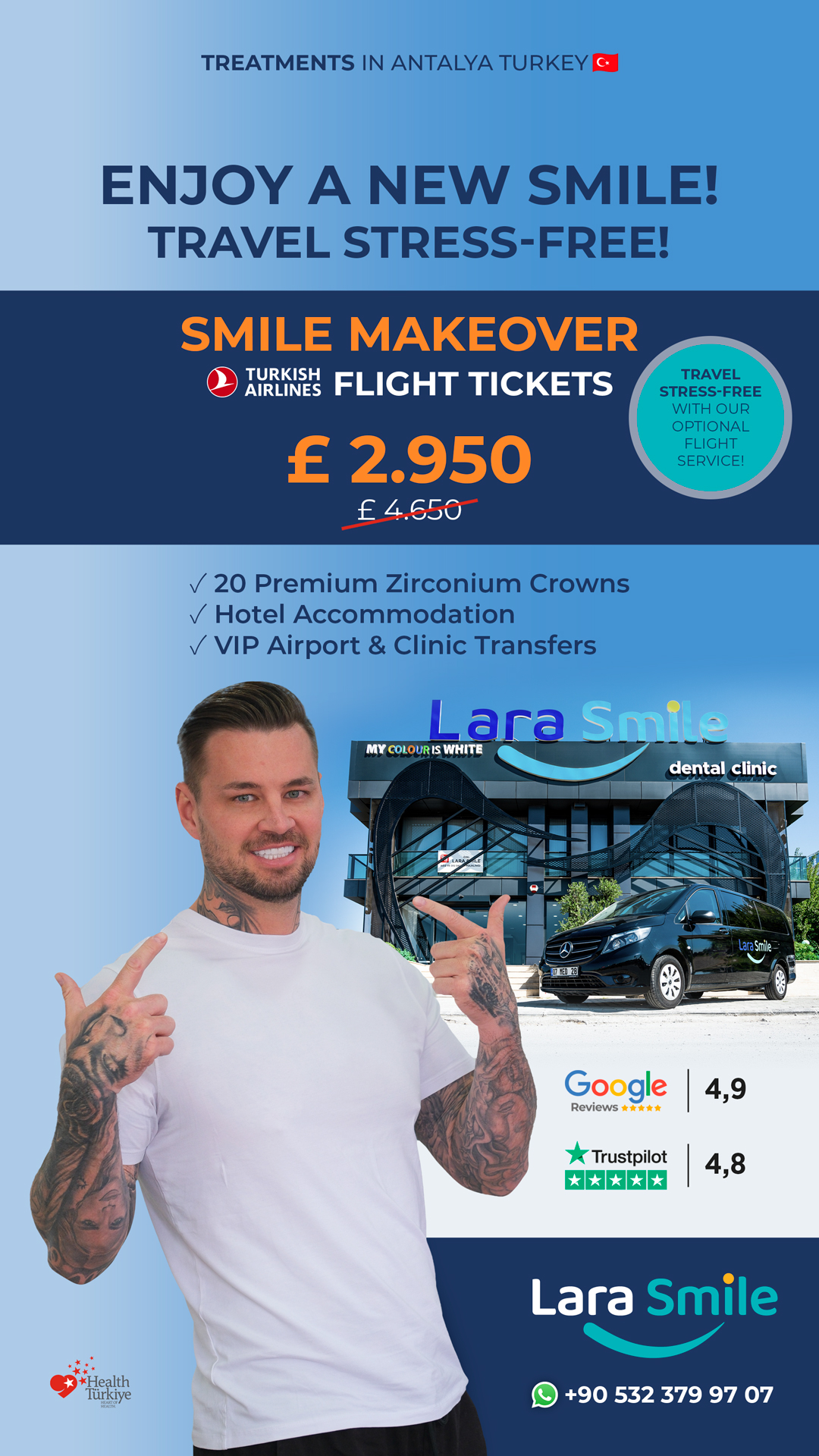 Lara Smile Dental Clinic Facebook ad: Save Up to 70% on Your Dental Treatment in Antalya Turkey