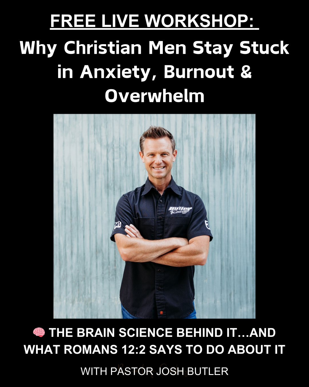 Renew Life Coaching Facebook ad: [FREE WORKSHOP] Why Christian Men Stay Stuck in Anxiety…