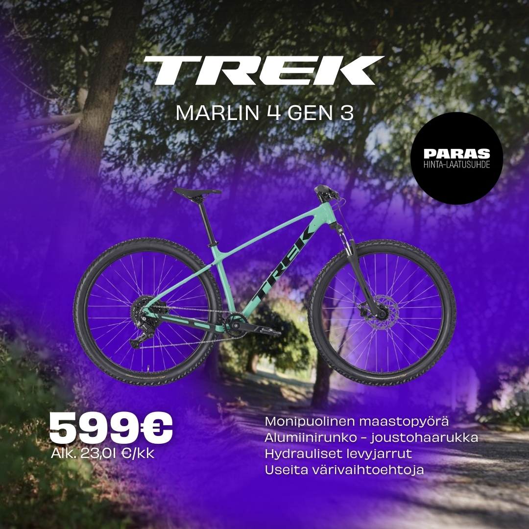 Pyörävarikko Facebook ad: Trekin Marlin on päivittäiskäyttöön suunniteltu pyörä…