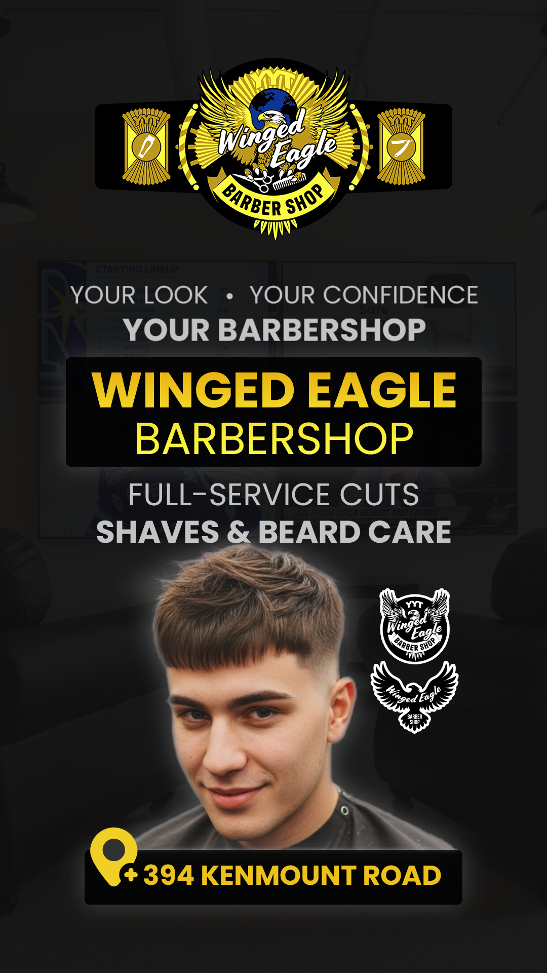 Winged Eagle Barbershop Facebook ad from Feb 16, 2026